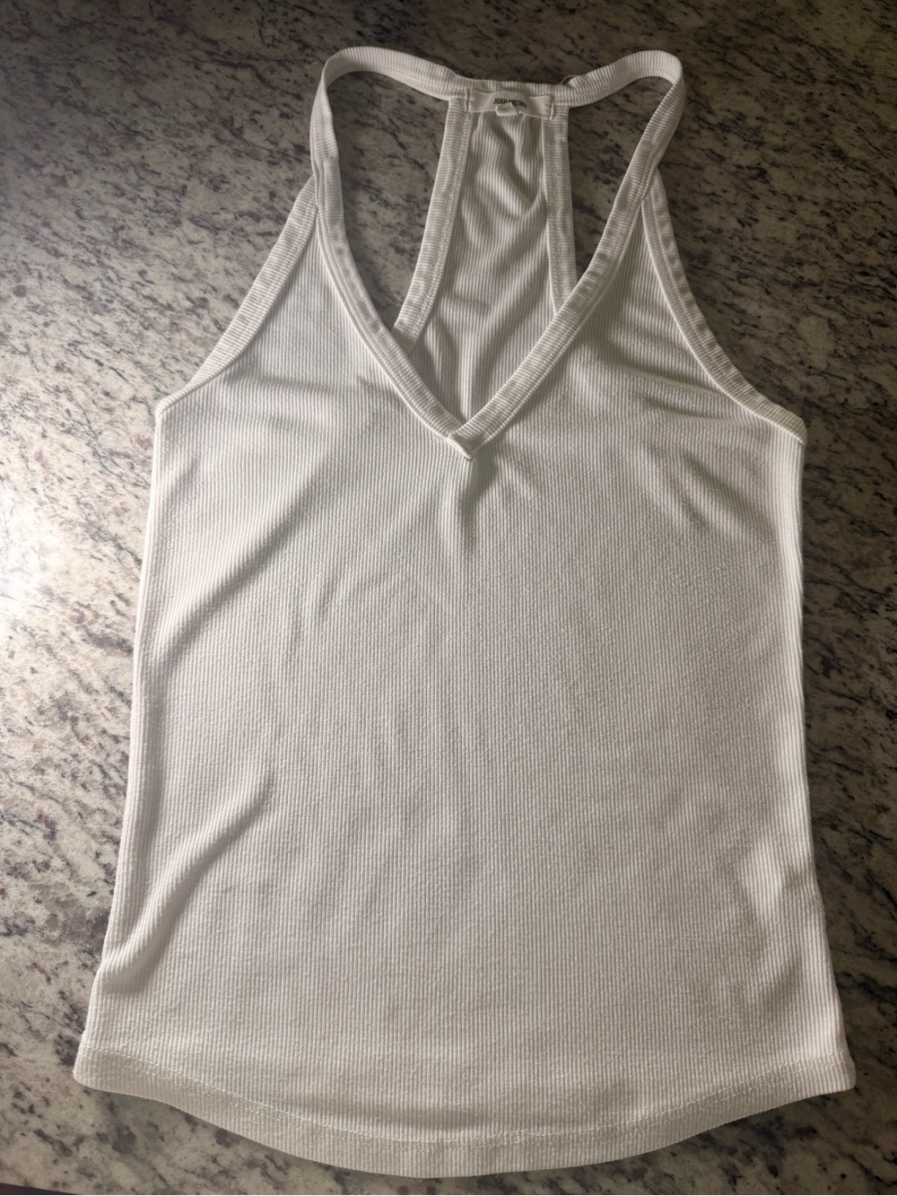 ♡ Joah Brown V Neck Racerback Tank White FlexRib - Picture 8 of 14